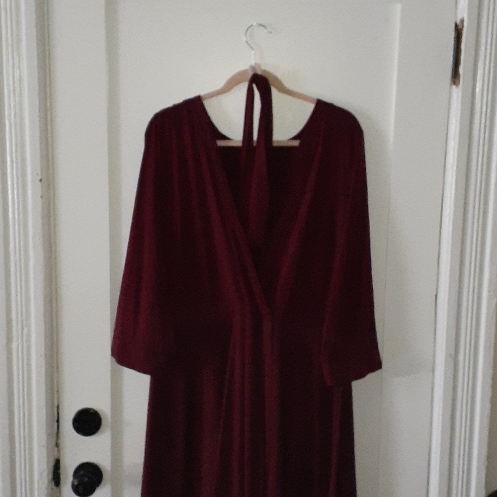 Wine colored belt dress